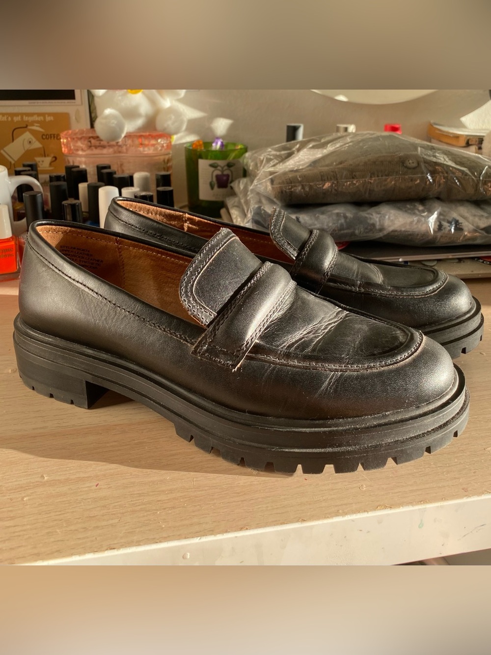 Madewell black leather loafers
